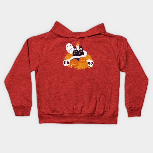 Pumpkin Cat Kids Hoodie by TaylorRoss1